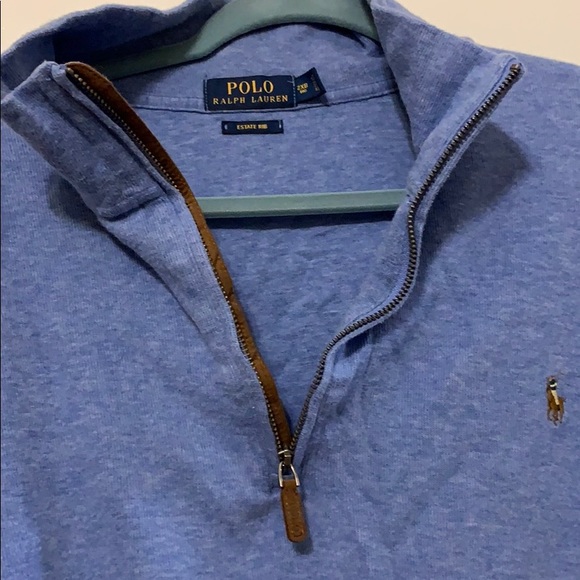 Light/French Blue Polo Half Zip Size 2XB - Picture 5 of 5
